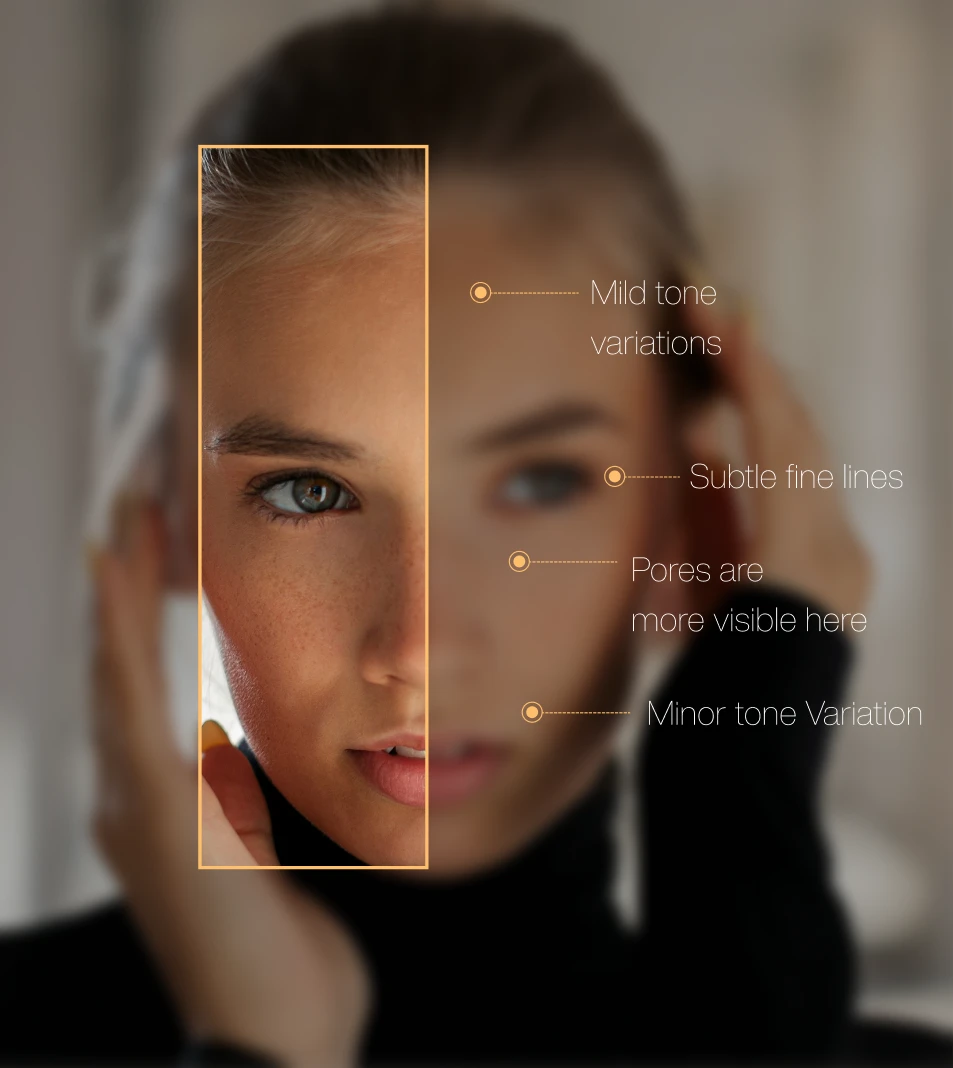 AI skin scan showing face analysis zones