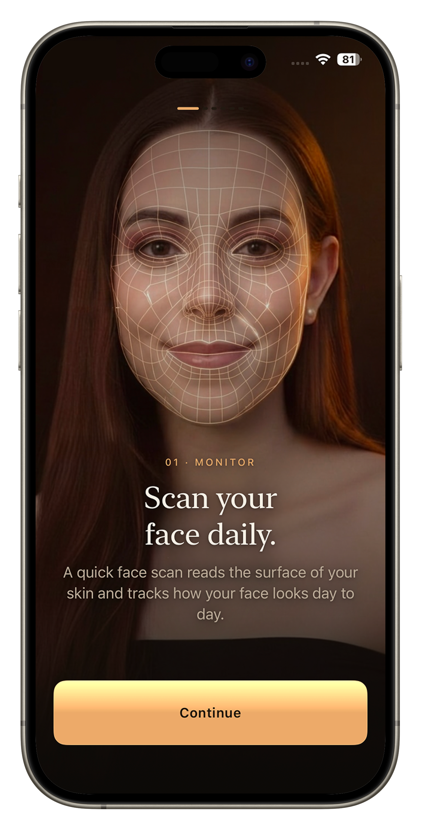 Riva app — Scan your face daily screen
